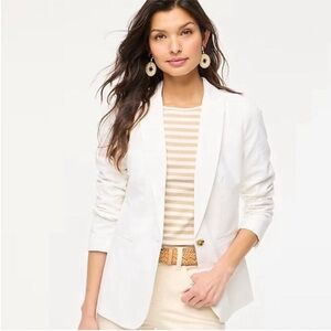 NWT J. Crew Linen Cotton Blend One Button Blazer White Size 8 Petite 8P